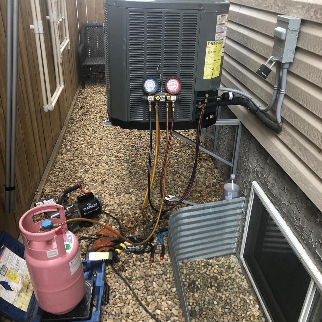 AC repair in fort sask, evaporator coil needed to be fixed due to metal on metal rubbing of copper refrigerant lines