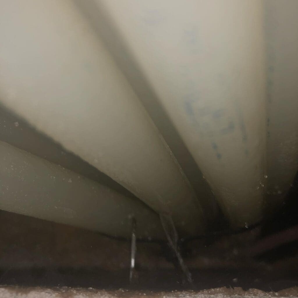 water line repair caused by finishing nail puncture in sherwood park