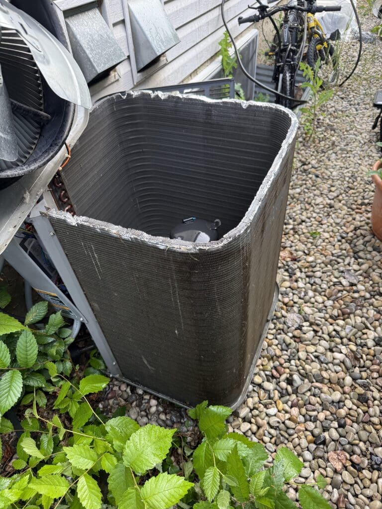 empty AC shell removal and cleaning dirty AC in Sherwood Park